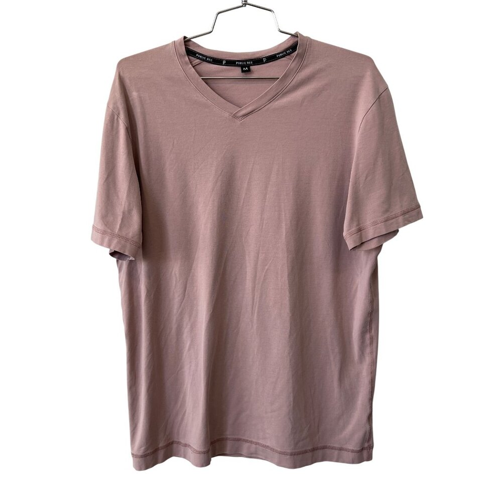 Public Rec T Shirt Size Medium V Neck Short Sleeve Rosewood Pima Cotton Stretch